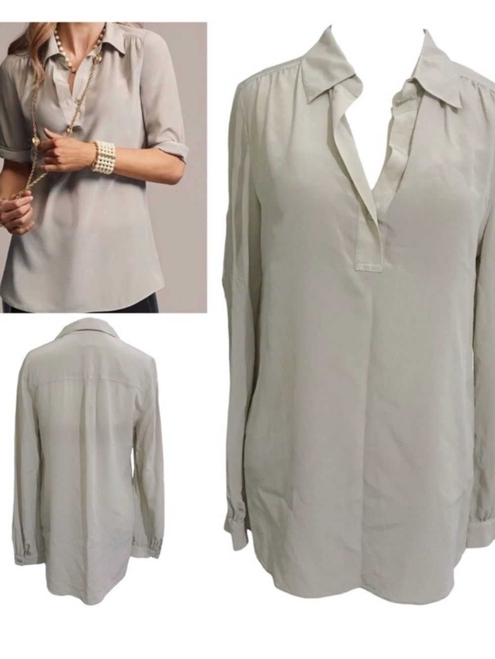 CAbi Long Sleeve Silk Blouse Medium